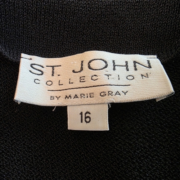 Vintage St John by Marie Gray Black Santana Knit Blazer Jacket- Size 16 - Picture 5 of 11